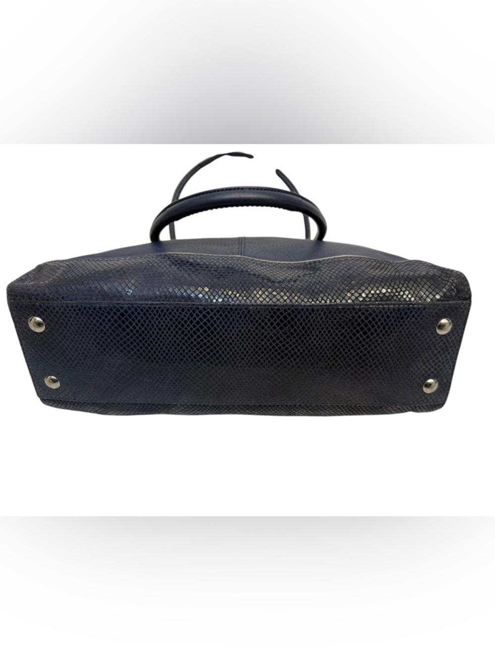 Coach Navy Leather Tote with Heart Charm Accent - Picture 11 of 13